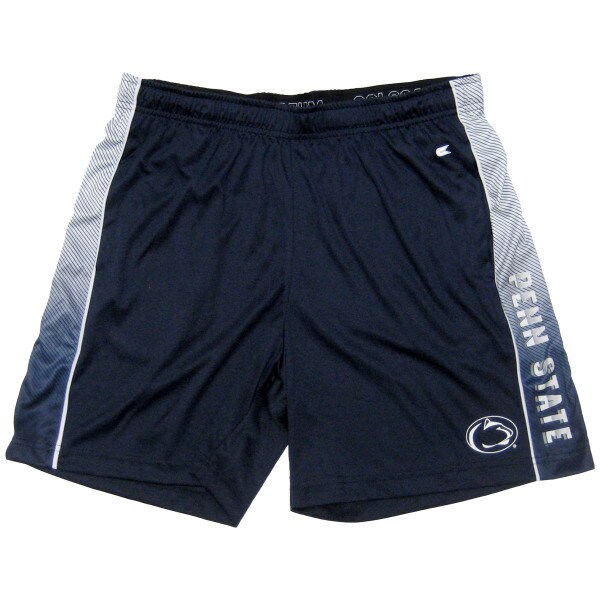 navy youth shorts with Penn State down left leg and Athletic Logo